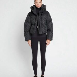 Black Patterned Tory Burch Puffer Jacket